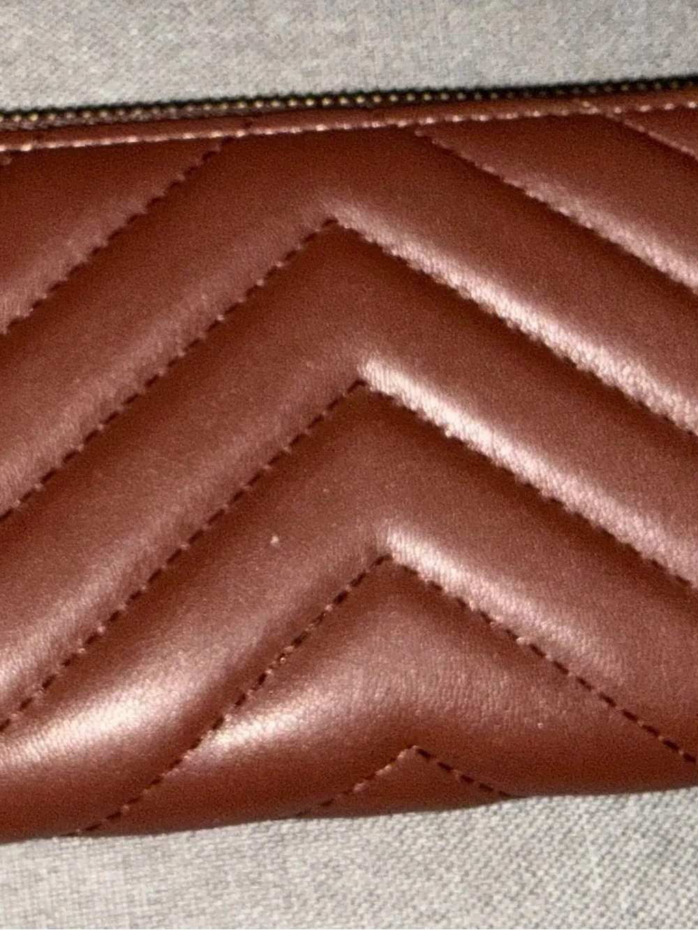 T.J.Maxx Quilted Chevron Leather Clutch in Brown